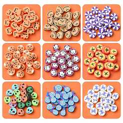 198 Stück 9 Stile Halloween-Thema handgemachte Polymer Clay Perlen&nbsp;CLAY-FS0001-44