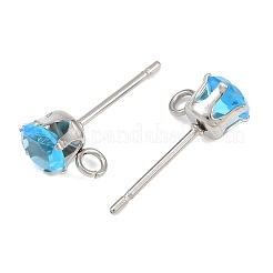 Ohrstecker-Verschluss aus mikropavégefassten Zirkonia aus Edelstahl 304&nbsp;STAS-H240-56P-10