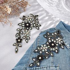 2 stücke 2 arten blume polyester & glas & kunststoff perle stickerei nähen auf ornament zubehör&nbsp;PATC-MA0001-46