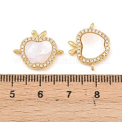 Ciondoli di collegamento a forma di mela in guscio bianco naturale&nbsp;KK-Z140-06G