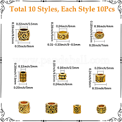 100 pièces 10 styles de perles en alliage de zinc de style tibétain&nbsp;FIND-SP0005-93