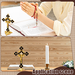 Religione lega smaltata crocifisso croce statua decorazioni da esposizione&nbsp;DJEW-WH0043-105B