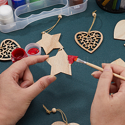 2 ensemble de 2 décorations de pendentifs en bois sur le thème de Noël&nbsp;HJEW-GF0001-39B