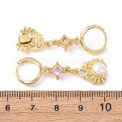 Créoles en laiton avec zircone cubique de micro pave&nbsp;EJEW-A149-04A-G