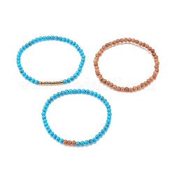Ensemble de bracelets extensibles en bois naturel&nbsp;BJEW-JB07994