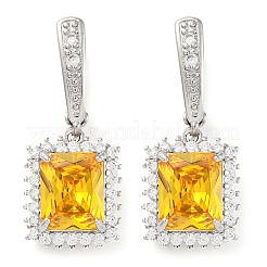 Pendientes de aro rectangulares de latón con pavé de circonitas cúbicas para mujer&nbsp;EJEW-I304-29P