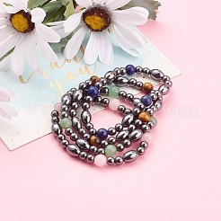 Unmagnetische synthetischen Hämatitkornen dehnen Armbänder&nbsp;BJEW-JB05925