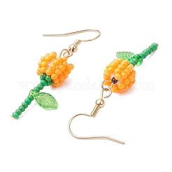 Boucles d'oreilles pendantes en forme de fleur avec perles de rocaille rondes en verre de qualité A&nbsp;EJEW-MZ00451-02