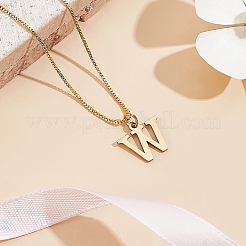 Collier avec pendentif lettre en acier inoxydable 304&nbsp;NJEW-LP0001-38W-G