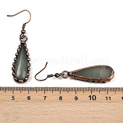 Orecchini pendenti a goccia in ottone con pietre miste naturali&nbsp;G-B149-15R