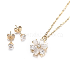 304 Edelstahl-Strass-Schmucksets&nbsp;SJEW-H301-11G