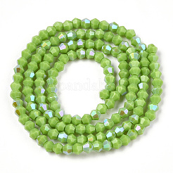 Brins de perles de verre galvanisées de couleur unie opaque&nbsp;EGLA-A039-P2mm-L21