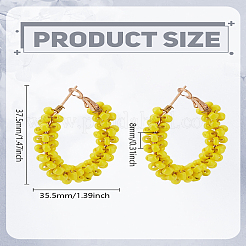 1 paire de boucles d'oreilles créoles en alliage de perles de verre&nbsp;EJEW-LP0003-65D