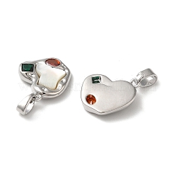 Pendentifs avec zircon cubiques à micro-pavés en laiton&nbsp;KK-P239-11P