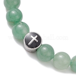 Pulseras naturales estiramiento aventurina verde&nbsp;BJEW-JB12179-03