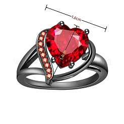 Herzförmige Fingerringe aus Messing mit Mikropflaster und Zirkonia&nbsp;FS-WG4D14B-04