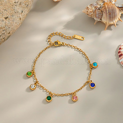 Bracelets à breloques en acier inoxydable 304 avec zircones cubiques pavées&nbsp;GN4045