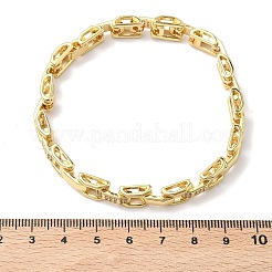 Armband aus rechteckigen Gliederketten mit klaren Zirkonia&nbsp;BJEW-G773-03G