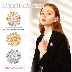 4 épingle à revers en alliage de strass en forme de fleur pour vêtements&nbsp;JEWB-ME0001-29