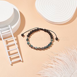 Geflochtenes Perlenarmband aus natürlichem Apatit und Lavagestein&nbsp;BJEW-TA00188-04
