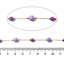 Handgemachte natürliche Amethyst & gefärbte weiße Jade runde Perlenketten&nbsp;CHC-F020-01G-01