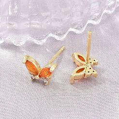 Boucles d'oreilles en laiton avec micro pavé de zircons cubiques pour femmes&nbsp;KK-A305-06G-05