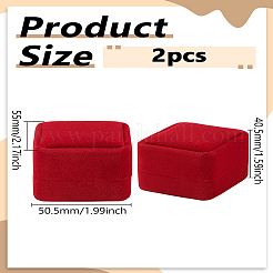 Scatole per imballaggio con anelli floccati quadrati con coperchi a ribalta&nbsp;CON-WH0085-138B