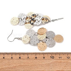 Boucles d'oreilles pendantes rondes et plates en acier inoxydable 430&nbsp;EJEW-A137-12M
