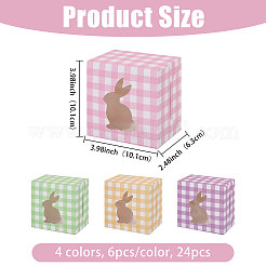 24 Stück 6 Farben Tartan Faltschachteln aus Papier Süßigkeiten Verpackung mit Kaninchen Fenster&nbsp;CON-WH0085-193