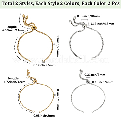 8 Stück 4 Stile verstellbar 304 Edelstahl Box Kette Schieber Armband machen&nbsp;STAS-SC0021-10