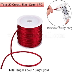 20 rouleaux 20 couleurs de corde de satin à queue de rat en nylon&nbsp;NWIR-PH0001-81-WH