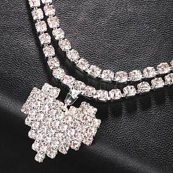 Legierung voller Kristall Strass Herz Charme Doppelschicht Taille Kette&nbsp;WG7517E-04