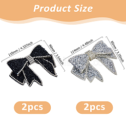 4 stücke 2 arten bowknot velet & strass kleidung patches&nbsp;DIY-HS0002-23