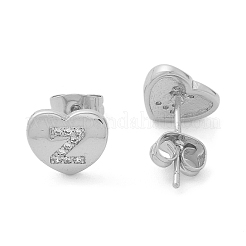 Orecchini a bottone con micro pavé di zirconi chiari in ottone placcato cremagliera&nbsp;EJEW-K299-01P-Z