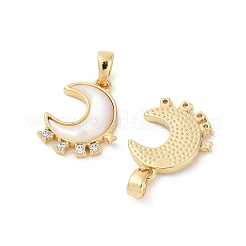 Natürliche weiße Muschel Mond Anhänger&nbsp;KK-U043-23G-02
