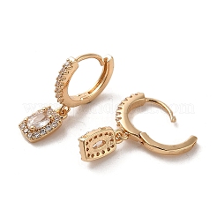 Pendientes de aro colgantes con micro pavé de circonitas cúbicas en latón dorado claro&nbsp;EJEW-C073-08C-KCG