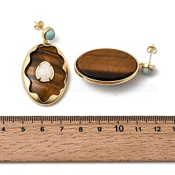 Ohrstecker aus Messing und natürlichem Tigerauge&nbsp;G-B186-04G