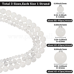 3 Stränge 3 Stile natürliche weiße Jade runde Perlenstränge&nbsp;G-PA0001-40