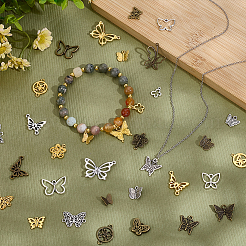 75 Stück 3 Farben DIY Schmetterling tibetischen Stil Legierung Anhänger & Anschlüsse Zubehörse Kits&nbsp;FIND-PH0027-45