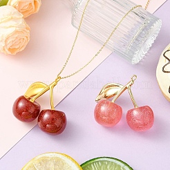 2 pendentif en résine transparente cerise 2 couleurs&nbsp;RESI-CJ0004-59