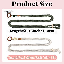 2 stücke 2 farben handgemachte weben baumwolle krawatte knoten taille kette gürtel für frauen damen kleid&nbsp;AJEW-CP0010-56A
