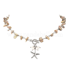 Collier avec pendentif étoile de mer en acier inoxydable 304&nbsp;NJEW-JN06567-02