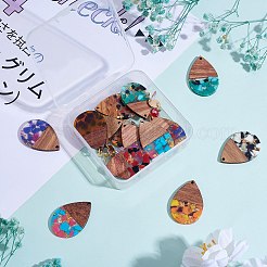 16 pièces 8 styles pendentifs en résine transparente et bois de noyer&nbsp;RESI-SZ0001-78