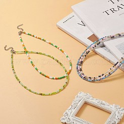 Wickelarmband aus Glassamenperlen mit zwei Schlaufen für Damen&nbsp;BJEW-JB09216