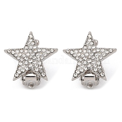 Orecchini a clip con micro pavé di zirconi cubici trasparenti in ottone a forma di stella&nbsp;EJEW-U049-01P