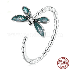 Libelle 925 Sterling Silber Emaille Micro Pave klare Zirkonia Manschettenringe für Frauen&nbsp;FS-WG14241-01