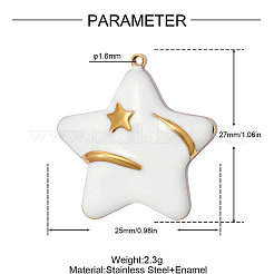 Pendentifs en acier inoxydable 304 avec émail blanc&nbsp;SA-OY002-34G