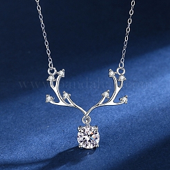 Anti-ossidazione rodiato 925 sterling silver micro pavé zirconia cubica trasparente catena collane&nbsp;AJEW-U007-02P