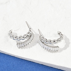 Twisted-Ohrstecker aus Messing mit Mikropavé-Kubikzirkonia&nbsp;EJEW-M082-16P-02