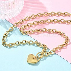 Colliers à chaîne en acier inoxydable 304 avec pendentif en forme de cœur pour femmes&nbsp;NJEW-C084-05G